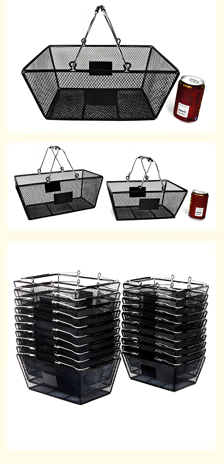 Supermarket Shop Store Cosmetic Metal Wire Storage Basket Convenient Home Organizer Stackable Storage Box with Handles