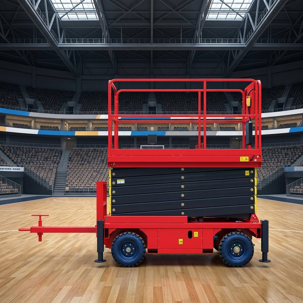 Towable Manganese Steel Scissor Lift 18m 500kg Electric Hydraulic Auxiliary Walking Brakes CE Certified Platform 2.27x1.13m