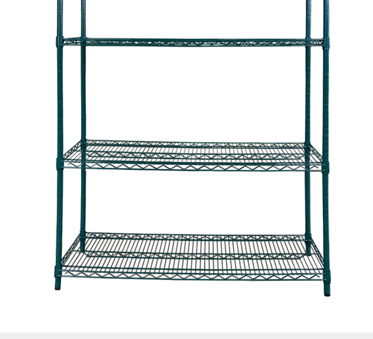 Authentic Factory Production 4-layer Epoxy Green Black Wire Shelving Metal Storage Rack Warehouse Heavy Duty Racking