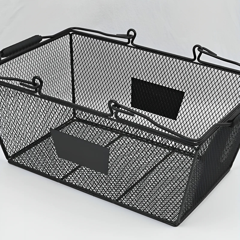 Supermarket Shop Store Cosmetic Metal Wire Storage Basket Convenient Home Organizer Stackable Storage Box with Handles