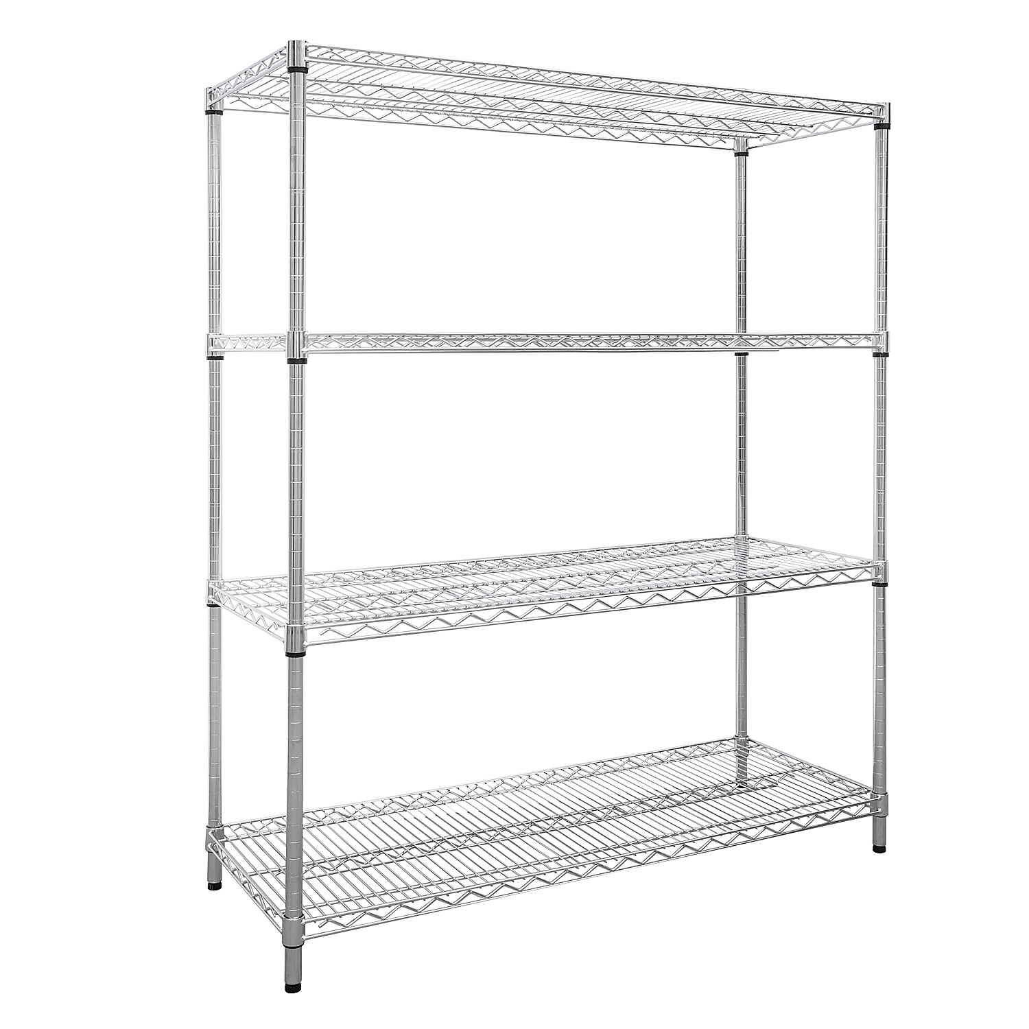 Authentic Factory Production 4-layer Epoxy Green Black Wire Shelving Metal Storage Rack Warehouse Heavy Duty Racking