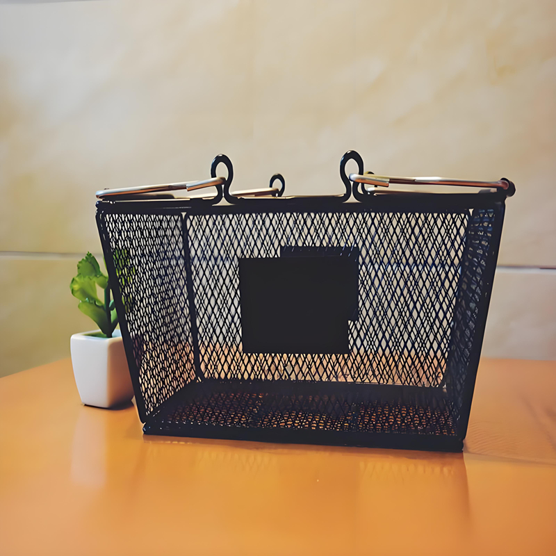 Supermarket Shop Store Cosmetic Metal Wire Storage Basket Convenient Home Organizer Stackable Storage Box with Handles