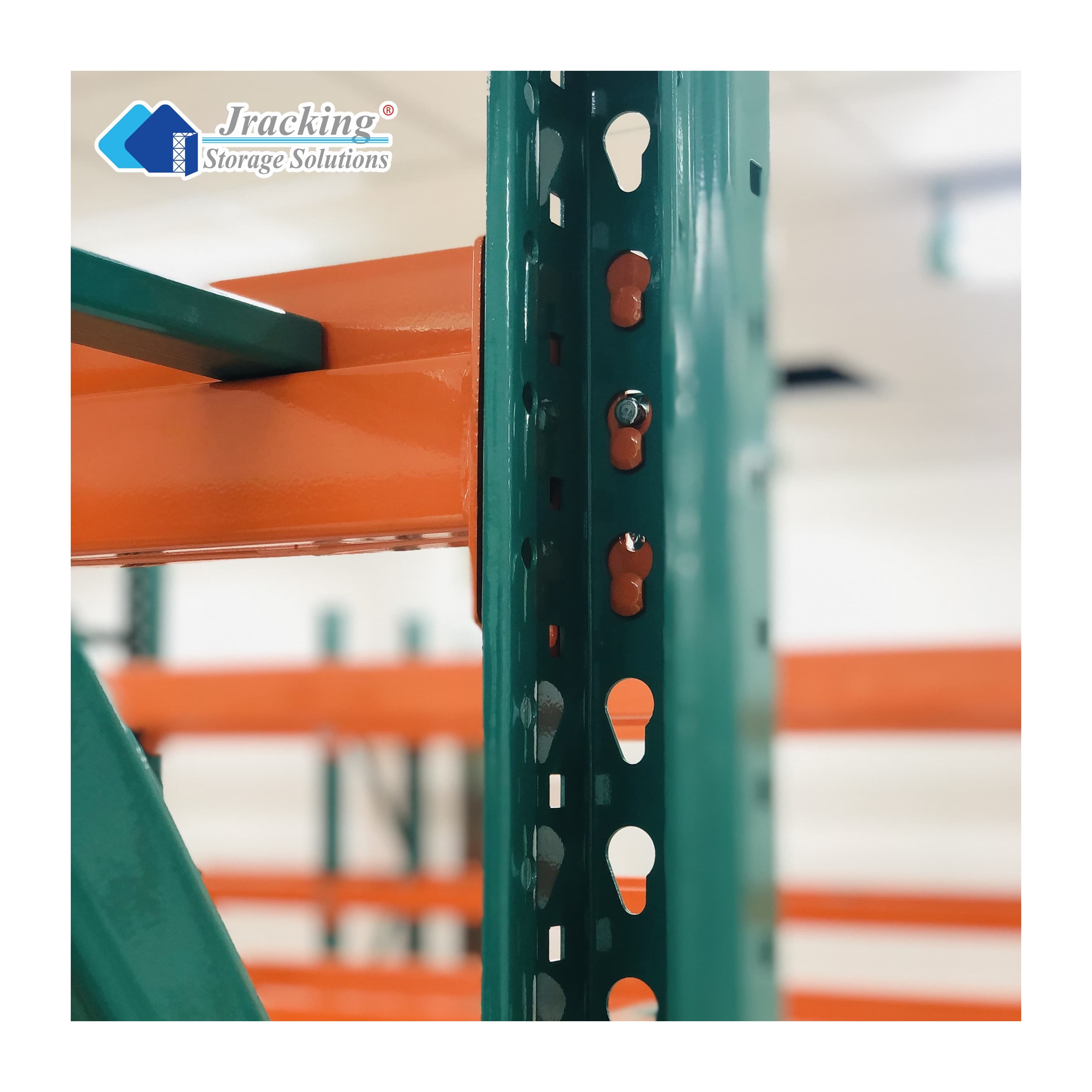 Heavy Warehouse American Teardrop Green And Orange Selective Pallet Racking