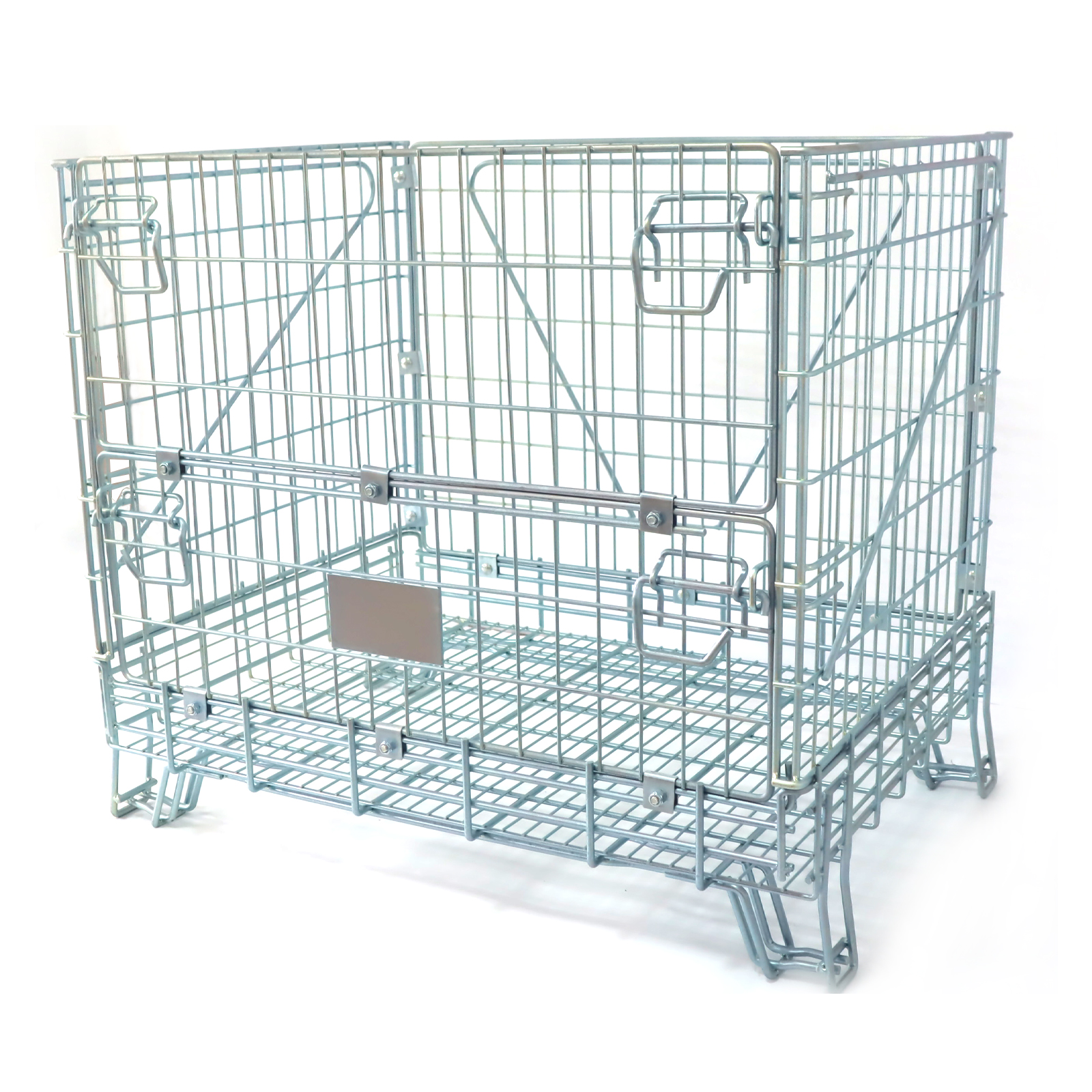 Heavy Duty Foldable Steel Wire Mesh Container Box with 1000kg Capacity Stackable for Industrial Warehouse Storage