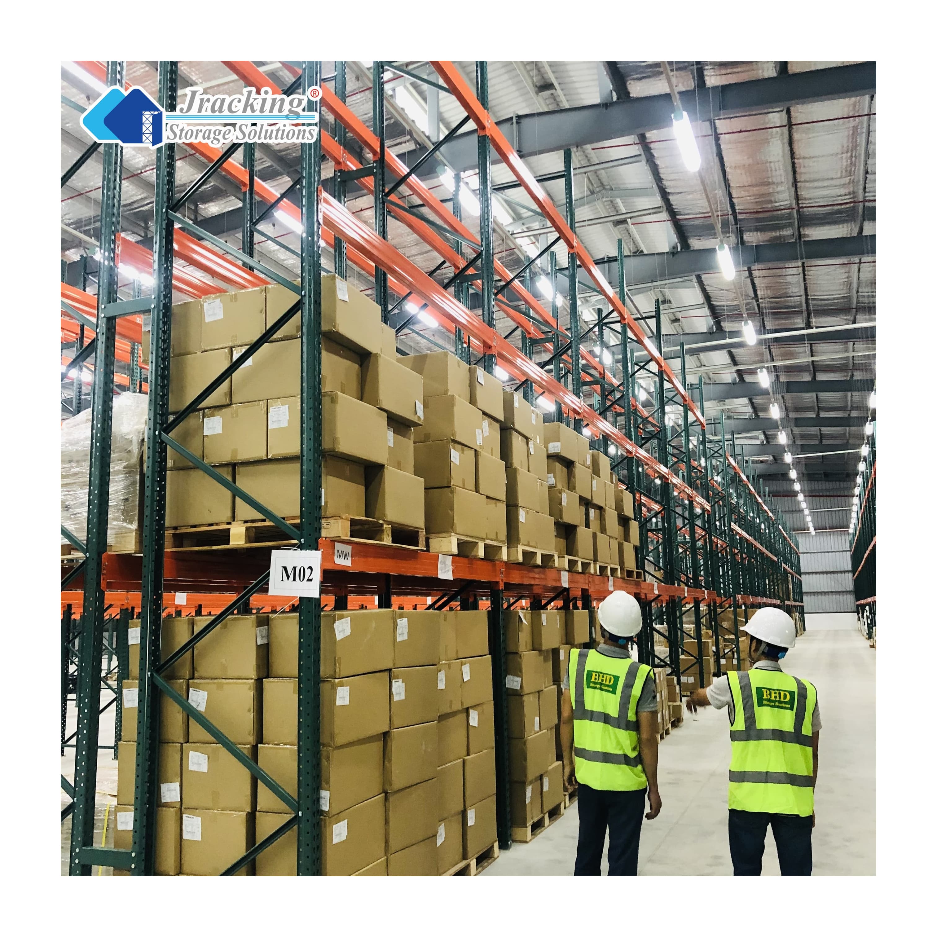 Heavy Warehouse American Teardrop Green And Orange Selective Pallet Racking