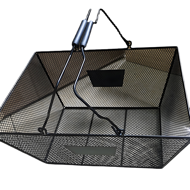 Supermarket Shop Store Cosmetic Metal Wire Storage Basket Convenient Home Organizer Stackable Storage Box with Handles