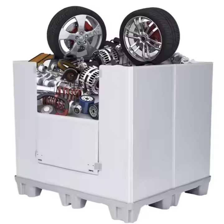Plastic Automobile Use Large Collapsible Bulk Containers With Lids Custom Automotive Foldable Plastic Pallet Box