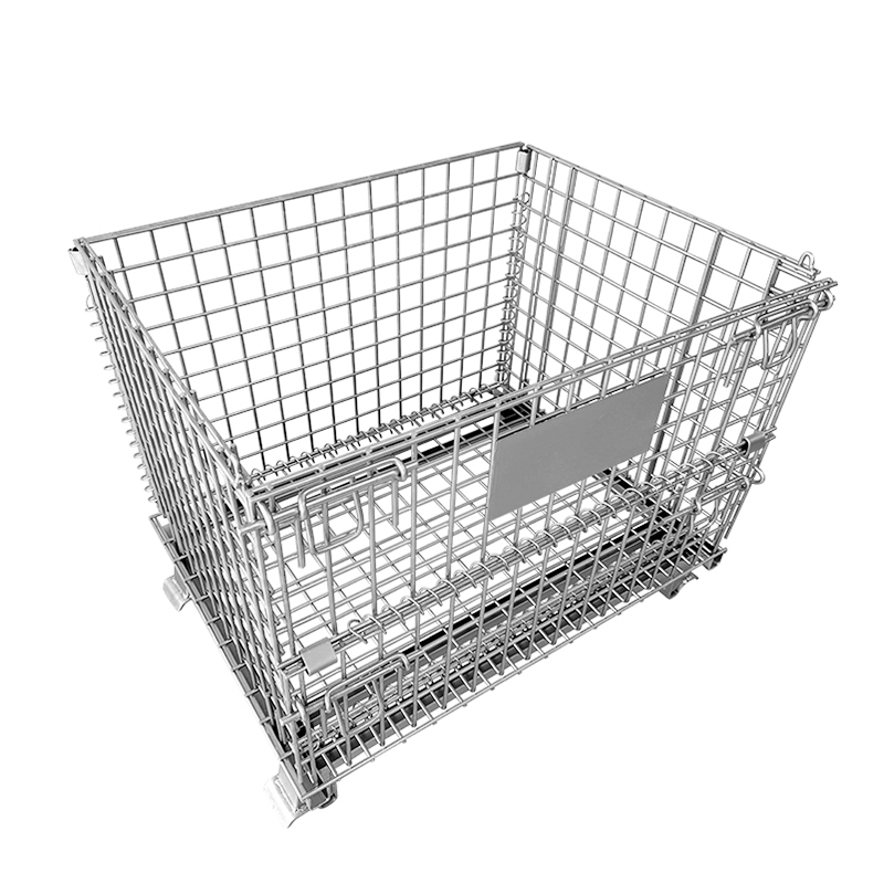 Steel Wire Mesh Container Cage Foldable Storage Box for Factory Warehouse