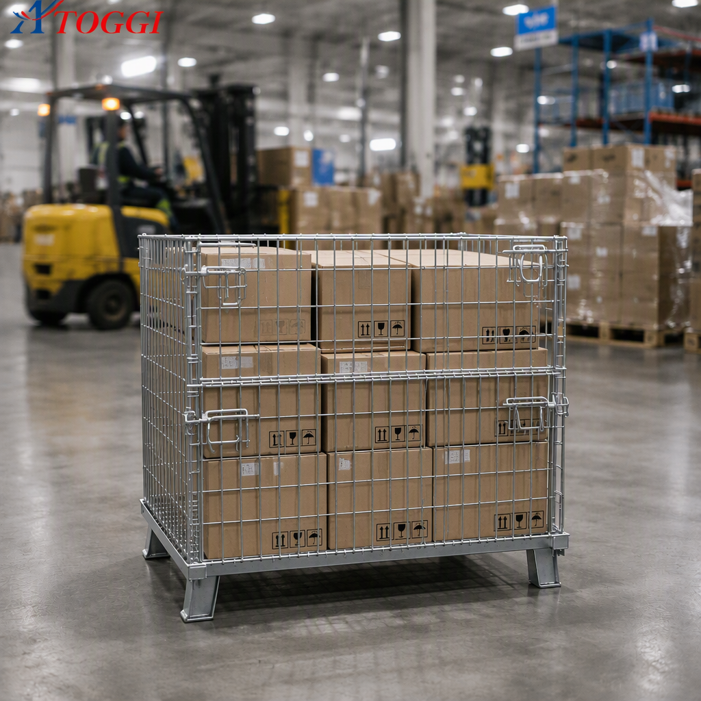 Heavy Duty Galvanized Steel Storage Pallet Crate with 1000kg Capacity for Industrial Warehouse