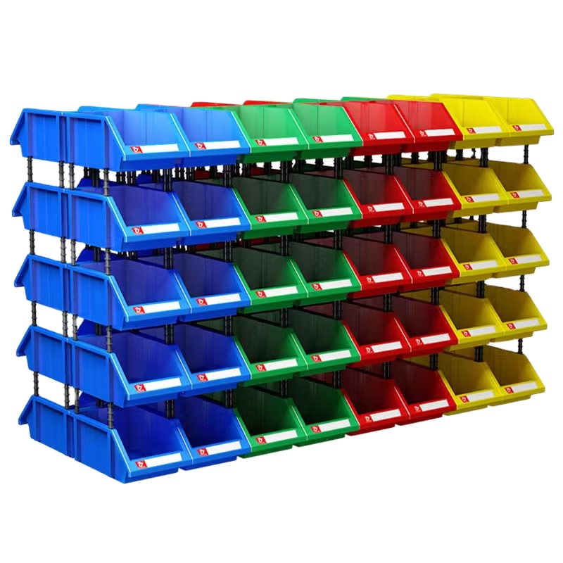Industrial Style Front-Opening Stackable Plastic Storage Bin for Warehouse Use