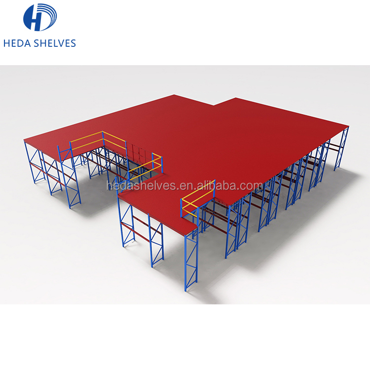 Mezanine Platform Racking Warehouse Industrial Steel Mezzanine Floor Ladder Multi Floor Attic Racking Assembled Mezzanine
