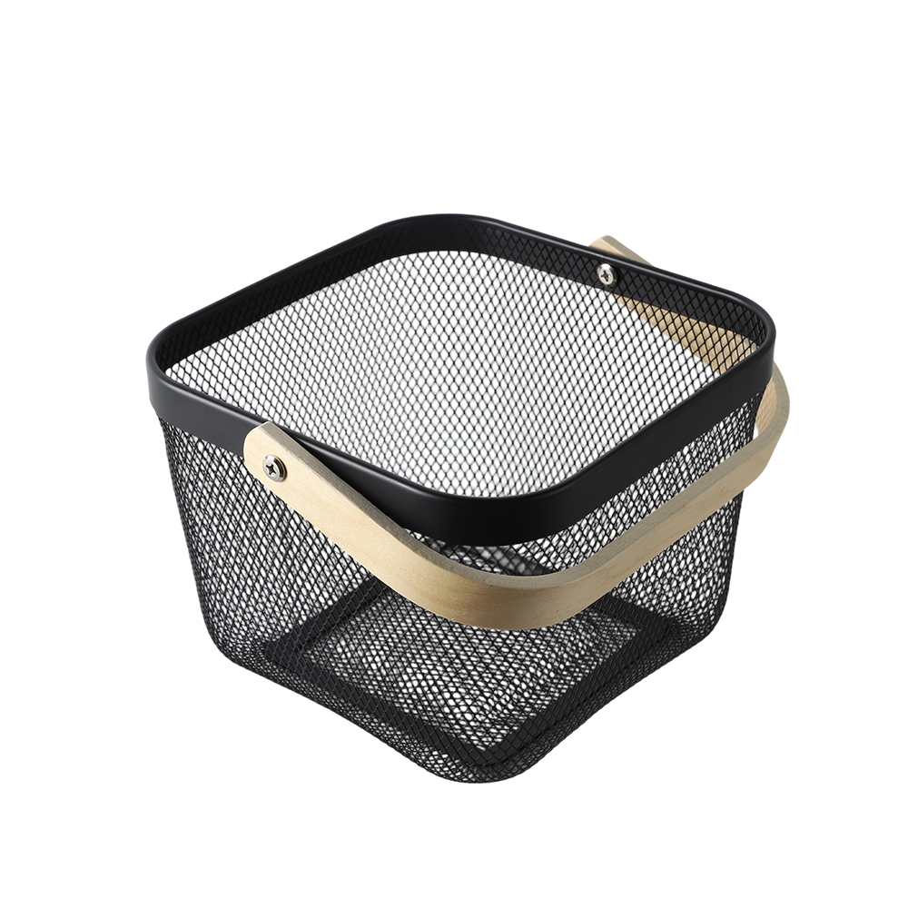 Hot Selling Home Kitchen Countertop Portable Black Wire Iron Fruit Storage Basket for Organizing
