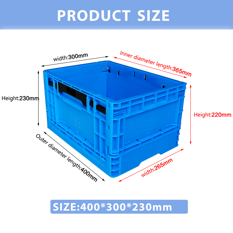 Deep Foldable Stackable Nestable Solid Box Industrial Plastic Crate for Logistics Storage and Transportation