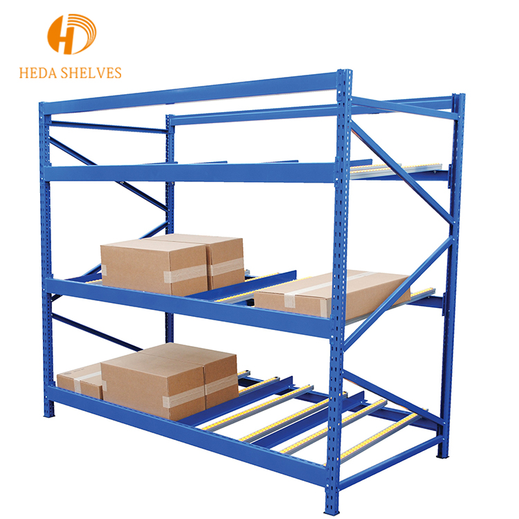 Ebb and Flow Vertical Rack Pallet Flow Racking Track Customized Gravity Carton Flow Racking System