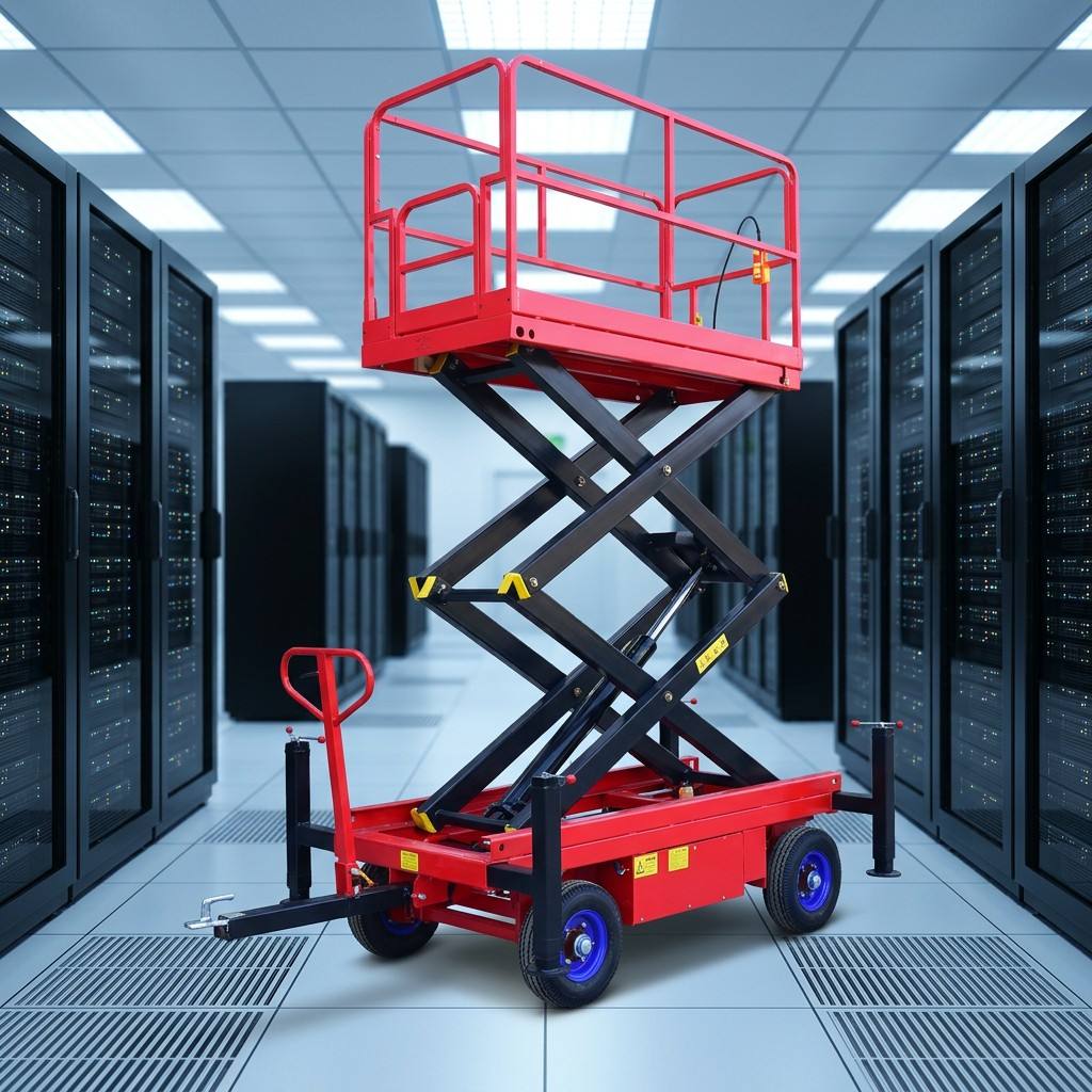 Towable Manganese Steel Scissor Lift 18m 500kg Electric Hydraulic Auxiliary Walking Brakes CE Certified Platform 2.27x1.13m