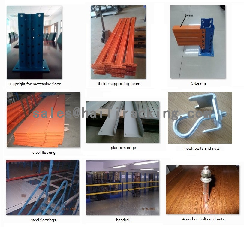 Warehouse Free Standing Modular Mezzanine Floor Kits With Stairway and Elevator