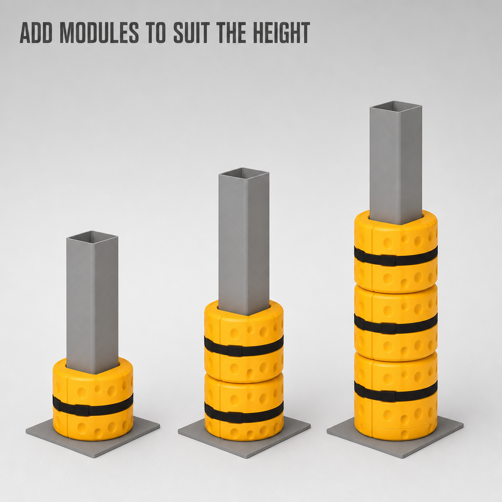 INORDER Column Protector 150mm Square Post Guard Wrap Around Impact Protection for Warehouse Columns
