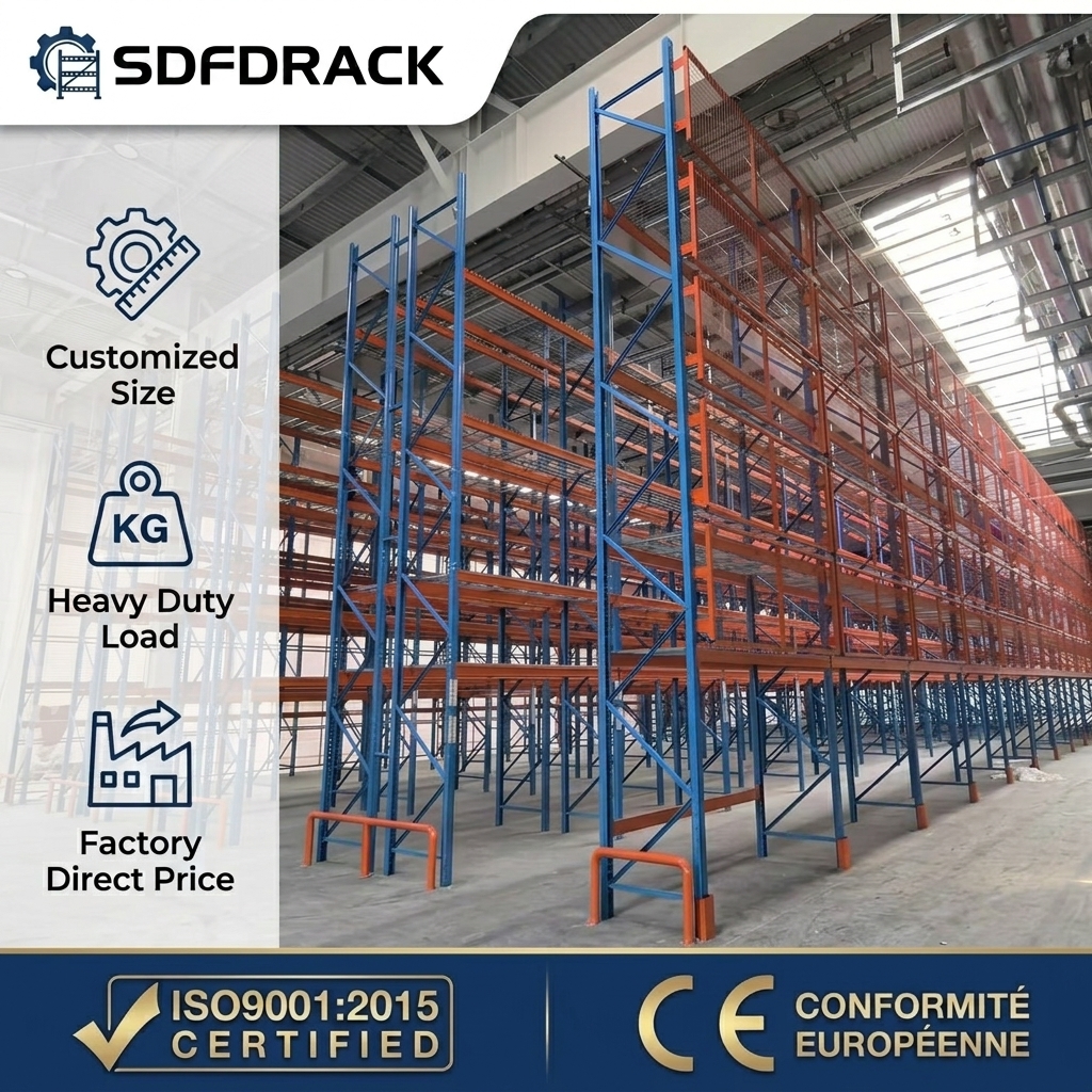 High Bearing Heavy Duty Steel Industrial Pallet Racking System 4 Layer Shelves Unit Narrow Aisle Rack for Warehouse Storage