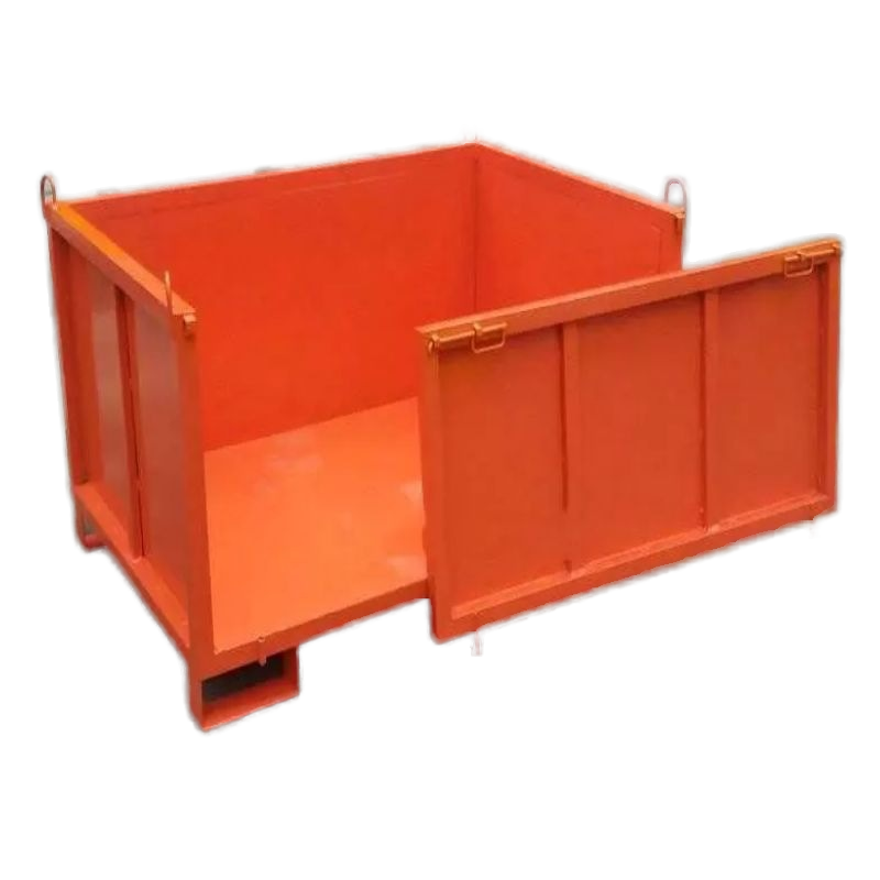 Heavy Duty Metal Storage Workshop Box Turnover Box for Iron Scrap Pallet Packing 1000kg Capacity Powder Coated for Warehouse Use