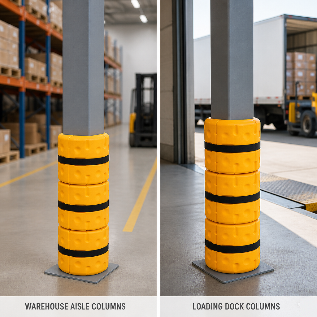 INORDER Column Protector 150mm Square Post Guard Wrap Around Impact Protection for Warehouse Columns