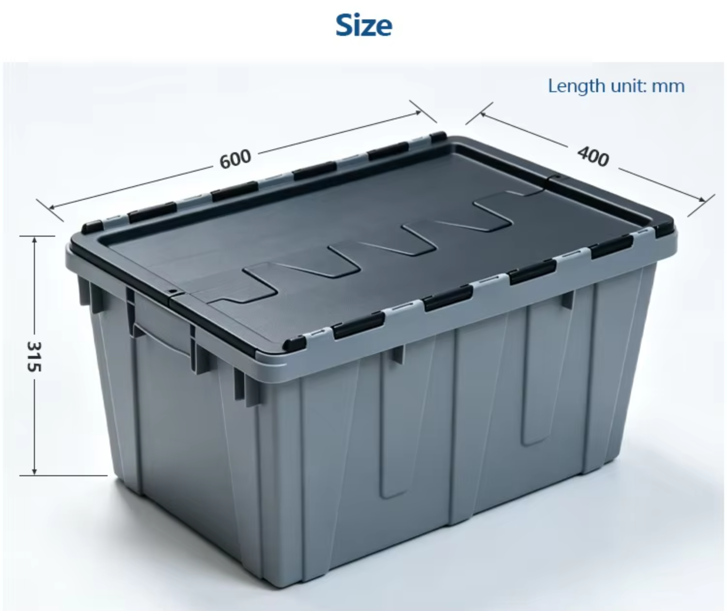 JOIN Custom Logo Industrial Plastic Attached Lid Container Reinforced Stackable Logistics Tote Bin for ASRS Automated Systems