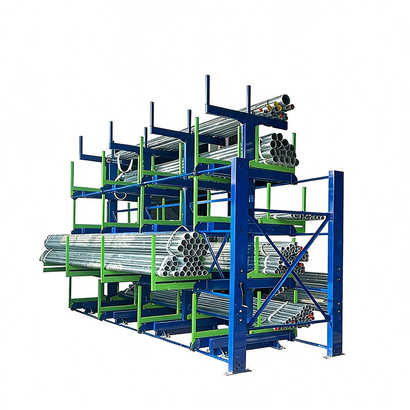 Industrial Pipe Storage Rack With Telescopic Extendable Cantilever Arms Heavy Duty Steel Construction For Long Profile Warehouse