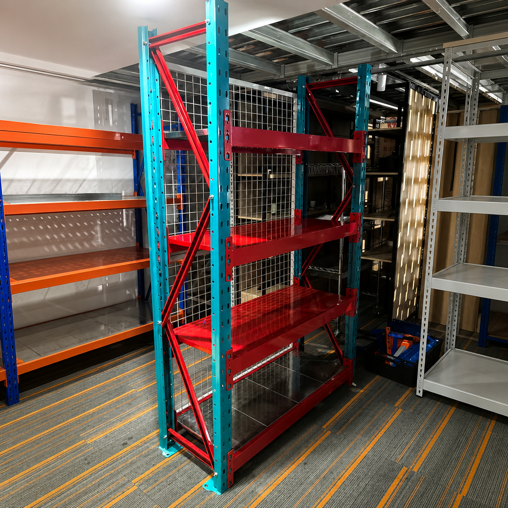 GM Heavy Duty Teardrop Pallet Rack Boltless Adjustable Steel Frame with Safety Beams for Warehouse Racking Operations