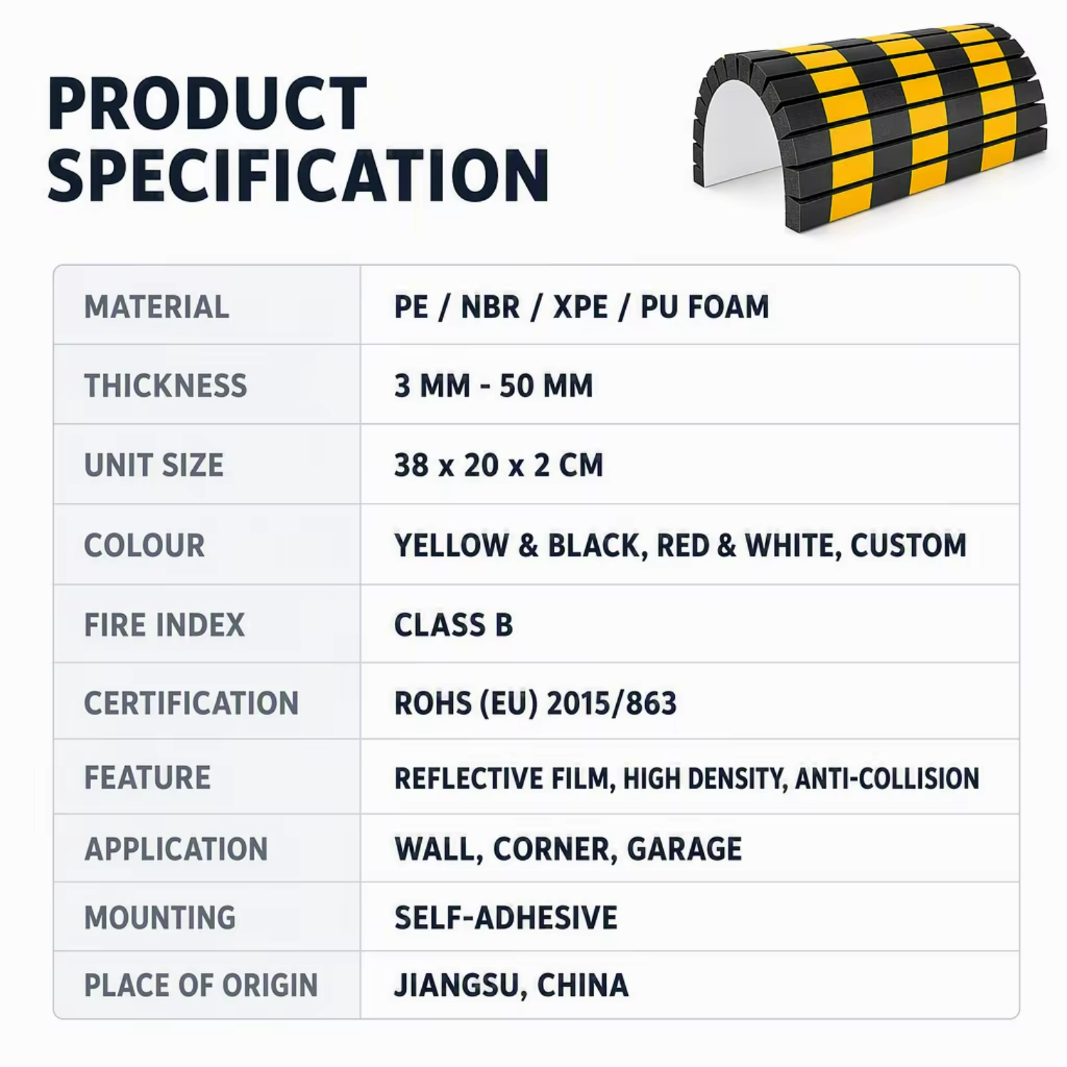 Warehouse Rack Column Guard Foam Garage Parking Wall Protector NBR XPE PU 3-50mm Cuttable Panel OEM Factory