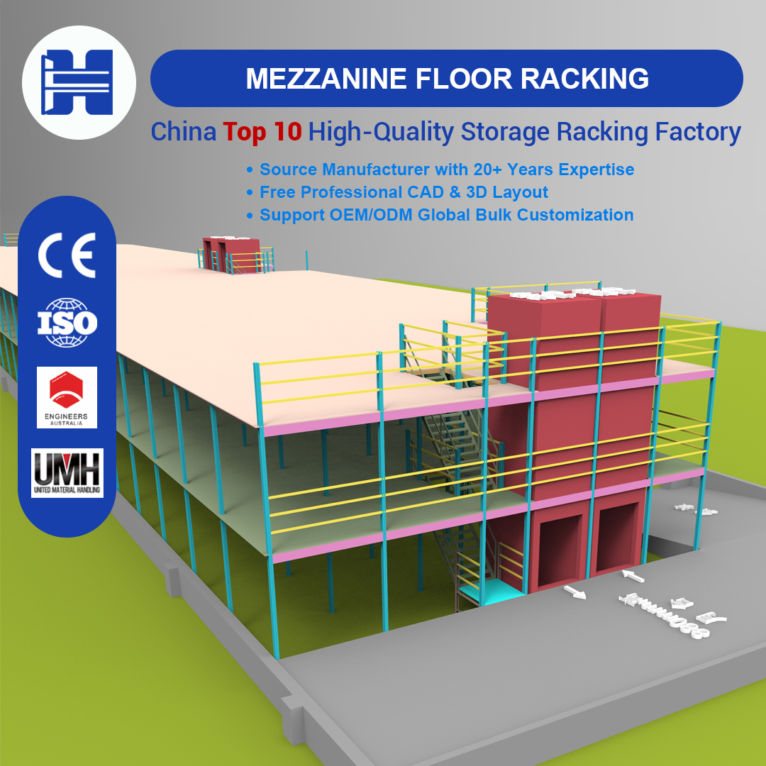 Huisen Custom Load Capacity High Strength Cold Rolled Steel Steel Structure Mezzanine Floor for Retail Distribution Wholesale
