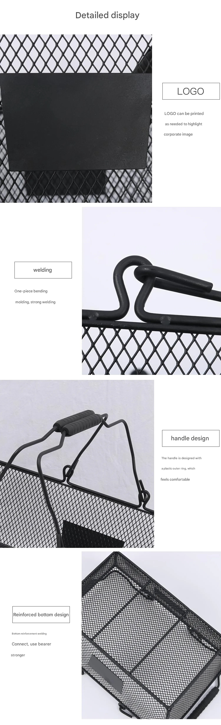 Supermarket Shop Store Cosmetic Metal Wire Storage Basket Convenient Home Organizer Stackable Storage Box with Handles
