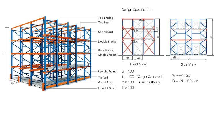 Warehouse Drive-In Pallet Racking Structure