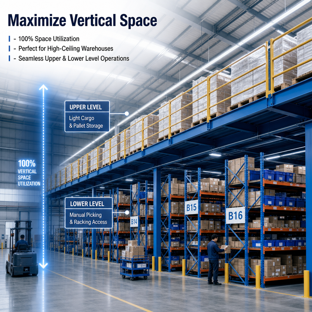 Tailor-Made Load Capacity Mezzanine Steel Platform Modular Bolt Connection for E-commerce Warehouse Storage Rack System
