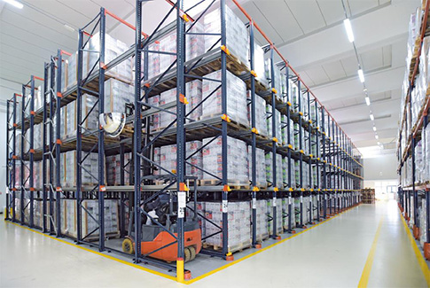 High density drive-in racking installed in Dubai warehouse