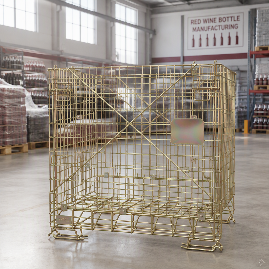 Industrial Durable Folded Stackable Zinc Galvanized Steel Collapsible Wire Mesh Bulk Container 1000kg Capacity Warehouse Storage
