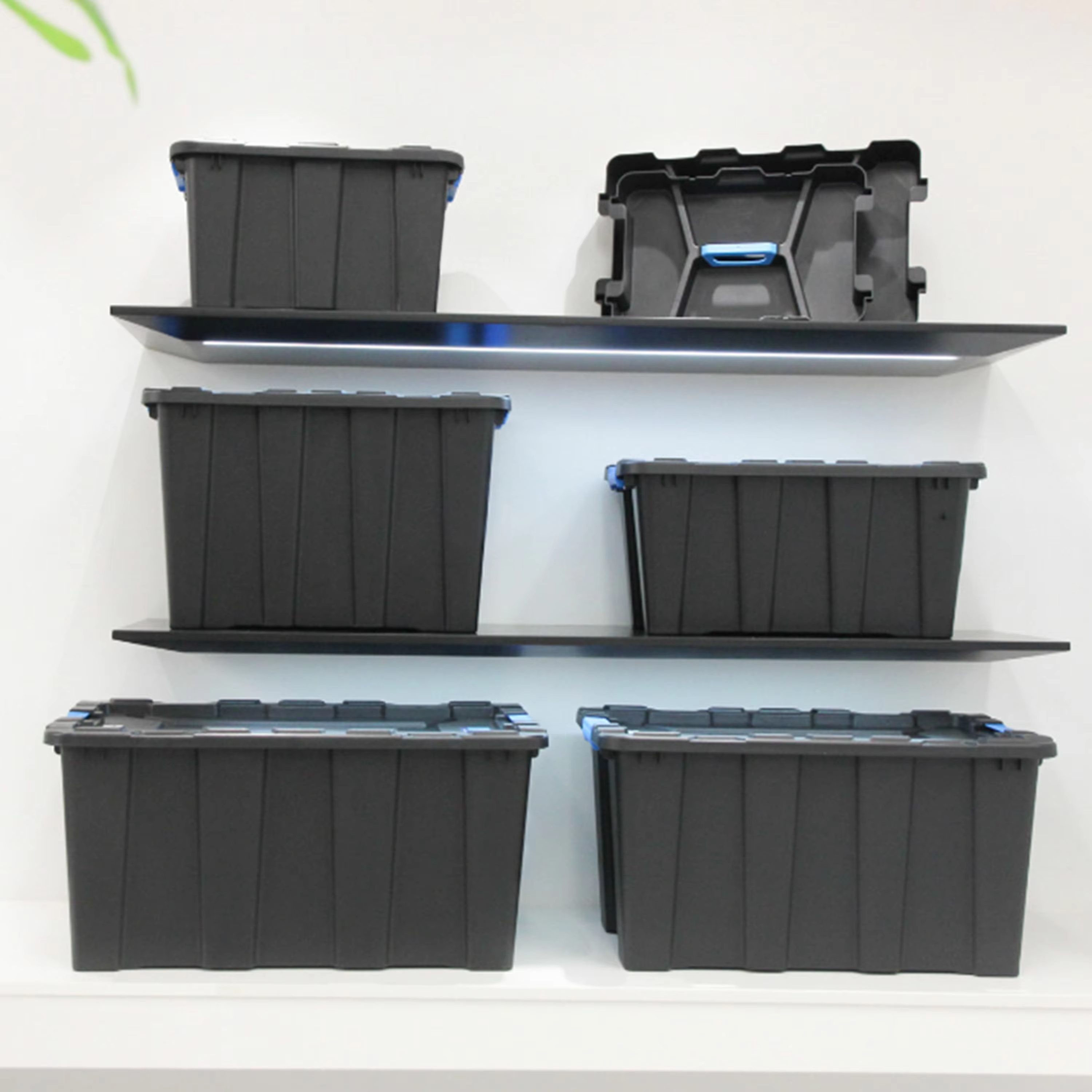 Custom Heavy Duty Industrial Product Storage Bins Large Garage Storage Bins With Lids 55L