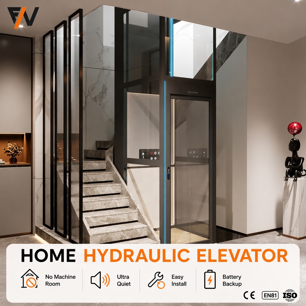 Quality Assurance Hydraulic Mini Home Lift Elevator Man Lifting Platform 300/450kg Load Capacity 0.25m/s Speed Lifting