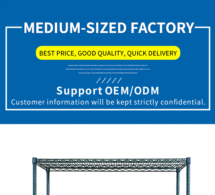 Authentic Factory Production 4-layer Epoxy Green Black Wire Shelving Metal Storage Rack Warehouse Heavy Duty Racking