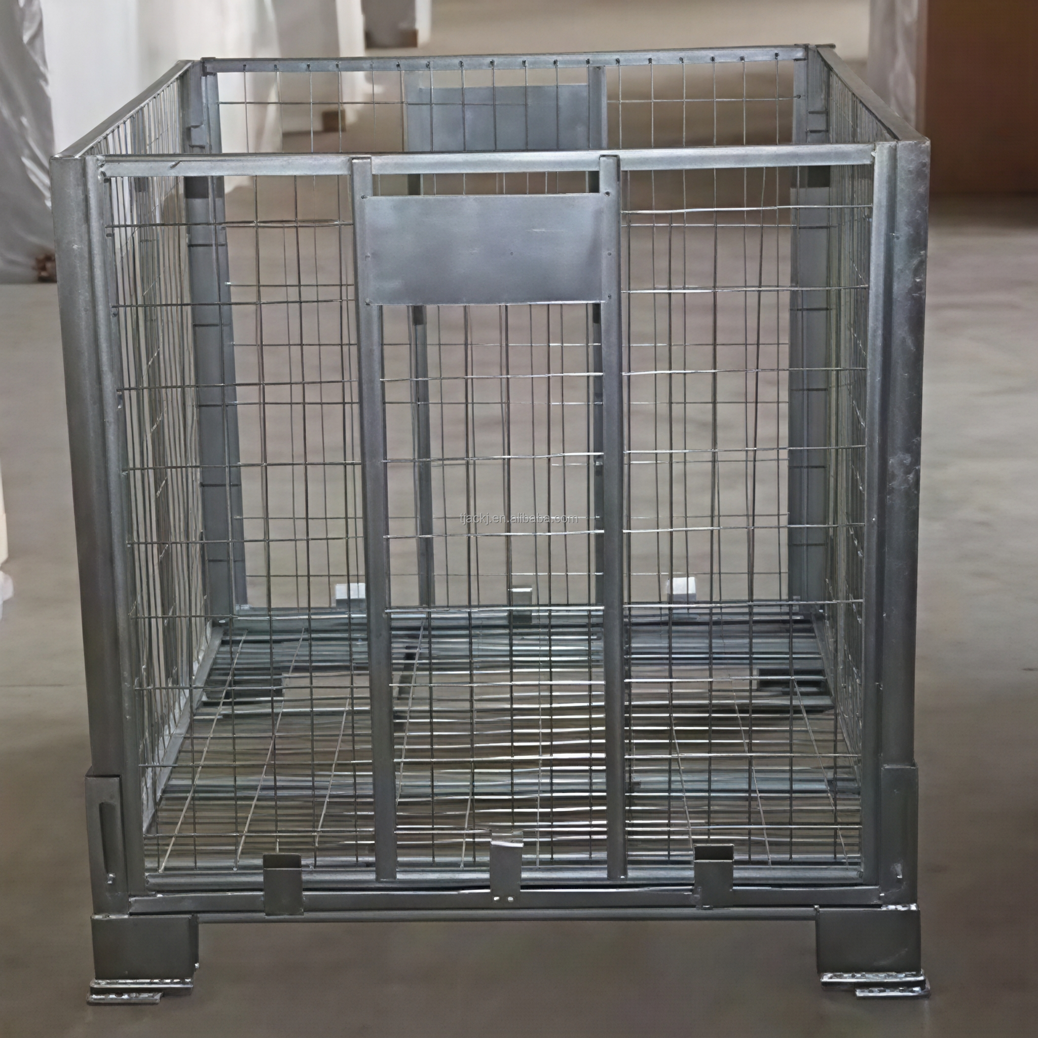 AOCHEN Heavy Duty Foldable Stainless Steel Wire Container Cages Warehouse Storage Container Stacking Box Logistics Turnover Boxe