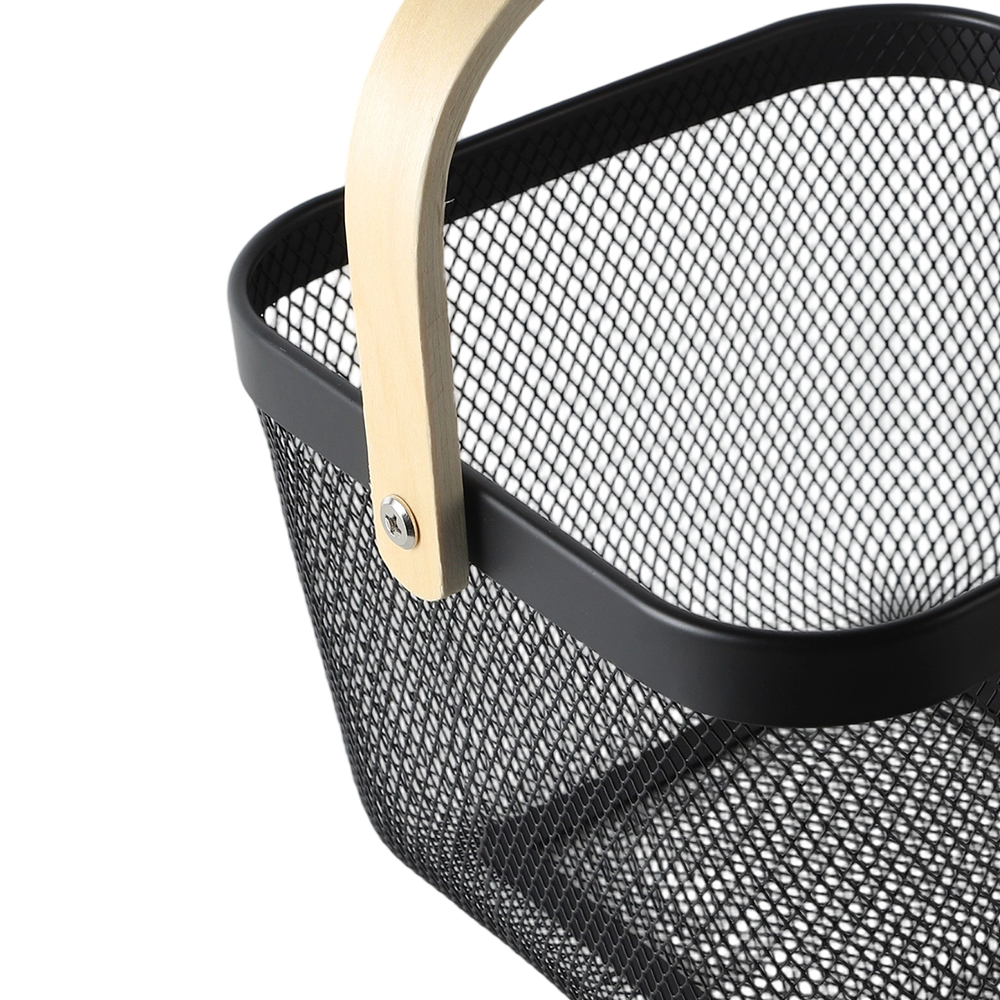 Hot Selling Home Kitchen Countertop Portable Black Wire Iron Fruit Storage Basket for Organizing