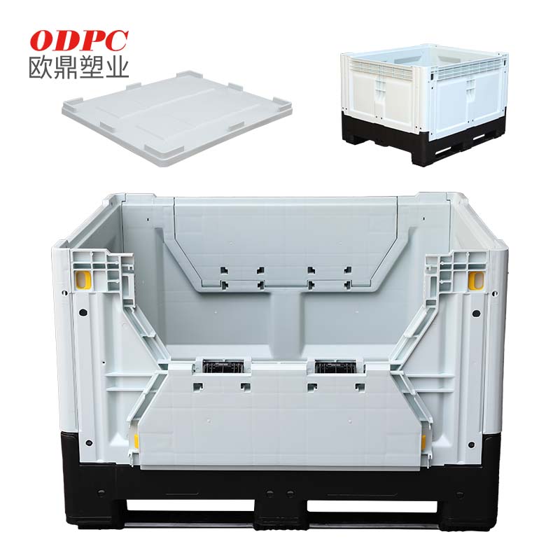 Heavy Duty Industrial Use Foldable Stackable Plastic Pallet Box Crate 4-Way Entry Collapsible Bulk Container for Logistics