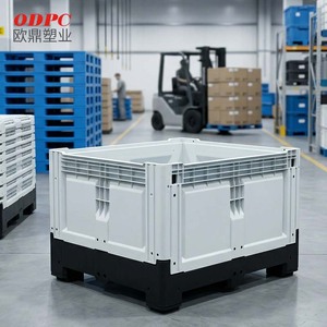 Heavy Duty Industrial Use Foldable Stackable Plastic Pallet Box Crate 4-Way Entry