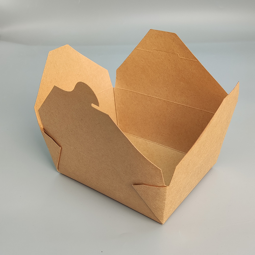 Customized LOGO Microwave Safe Kraft Paper Disposable Food Takeout Boxes Bulk Packaging