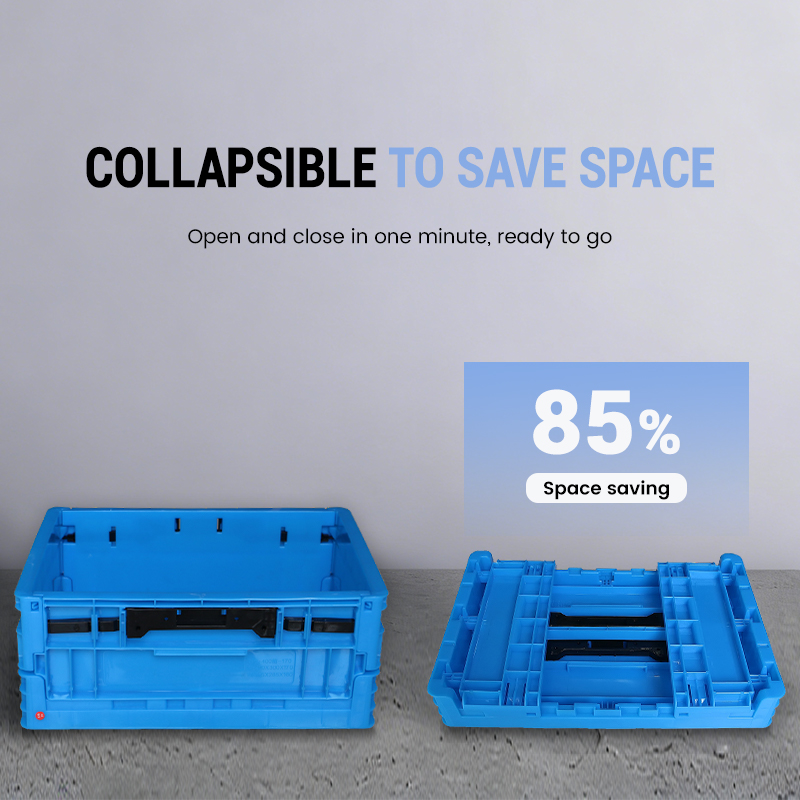 Deep Foldable Stackable Nestable Solid Box Industrial Plastic Crate for Logistics Storage and Transportation