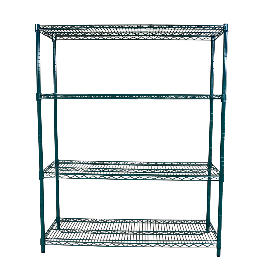 Authentic Factory Production 4-layer Epoxy Green Black Wire Shelving Metal Storage Rack Warehouse Heavy Duty Racking