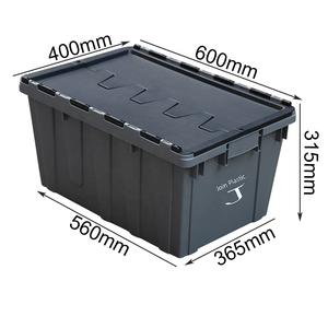 JOIN Custom Logo Industrial Plastic Attached Lid Container Reinforced Stackable Logistics Tote Bin