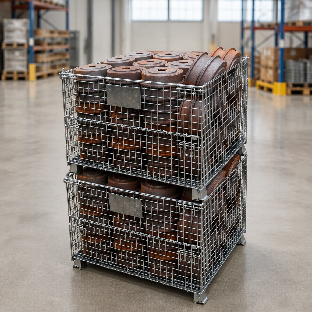 Heavy Duty Galvanized Steel Storage Pallet Crate with 1000kg Capacity for Industrial Warehouse