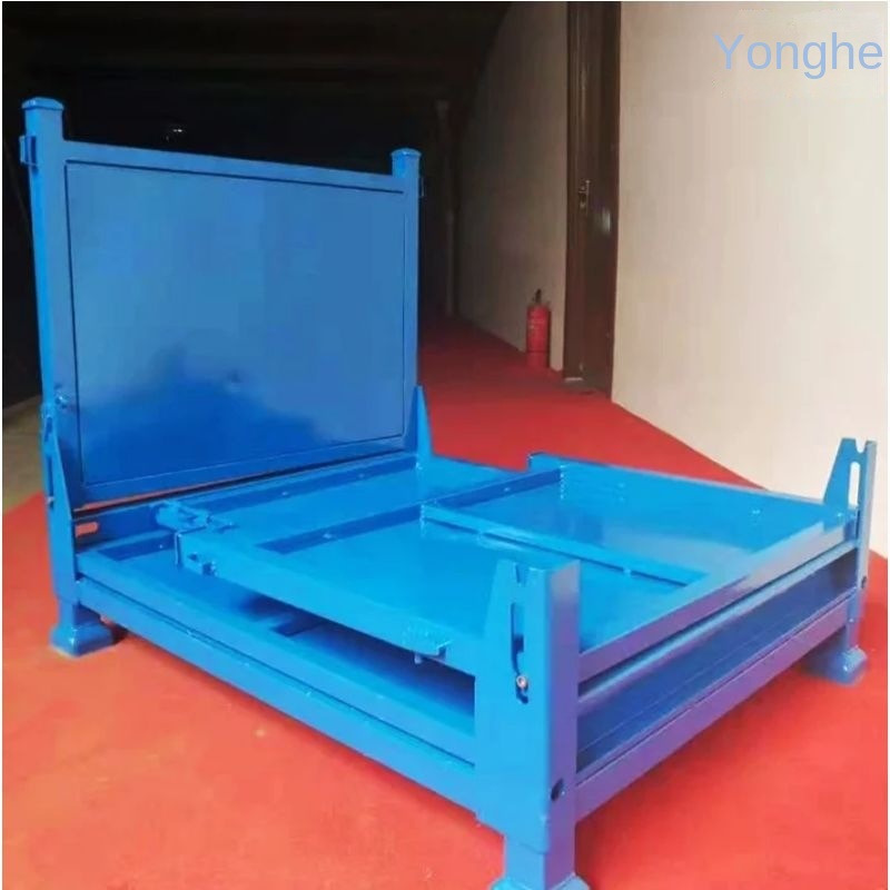 Heavy Duty Metal Storage Workshop Box Turnover Box for Iron Scrap Pallet Packing 1000kg Capacity Powder Coated for Warehouse Use