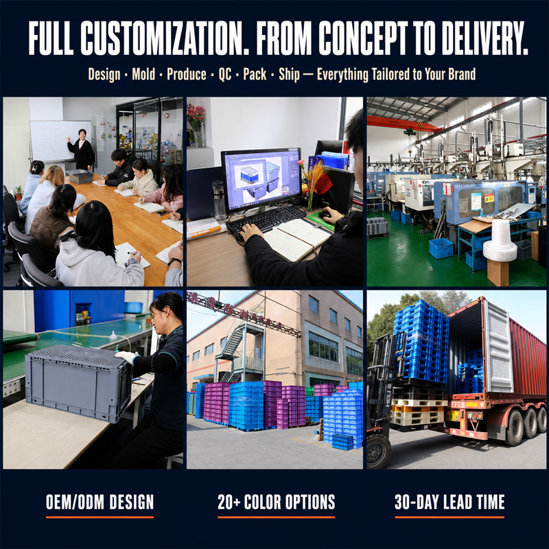 JOIN Custom Logo Industrial Plastic Attached Lid Container Reinforced Stackable Logistics Tote Bin for ASRS Automated Systems