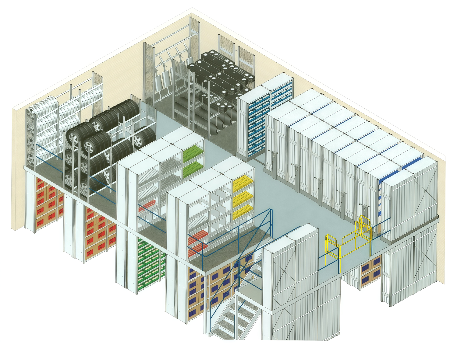 Mezzanine structure illustration