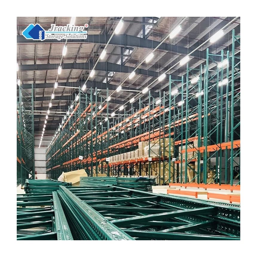 Heavy Warehouse American Teardrop Green And Orange Selective Pallet Racking